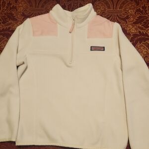 Vineyard Vines Winter-White Fleece Quarter-zip Pullover Jacket, Girls Large (14)